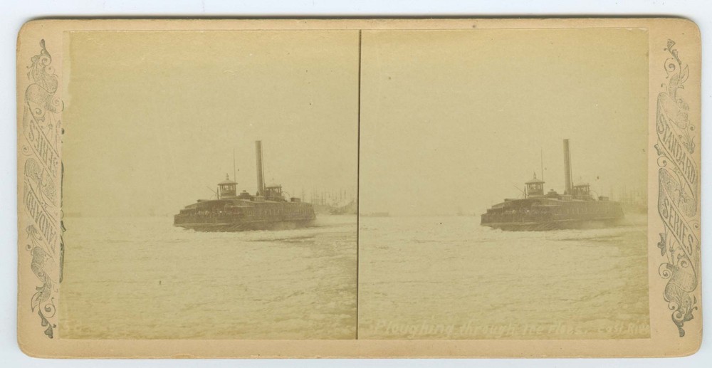 D1514~ NEW YORK – East River Ferry Boat c.1890s Stereoview