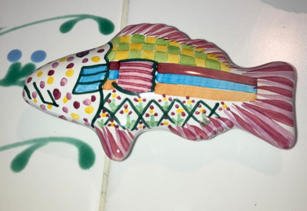 Mackenzie-Childs  Right   Facing Pink Ceramic Fish Knob/Pull,New