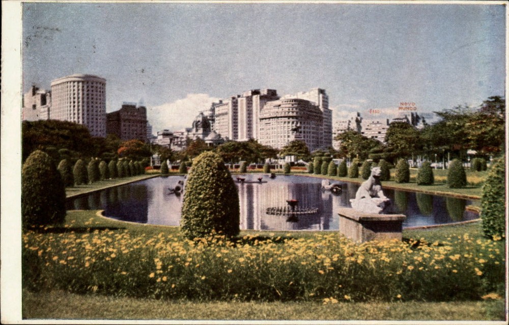 Jardim da Praca Paris Rio de Janeiro Brazil vintage postcard s595