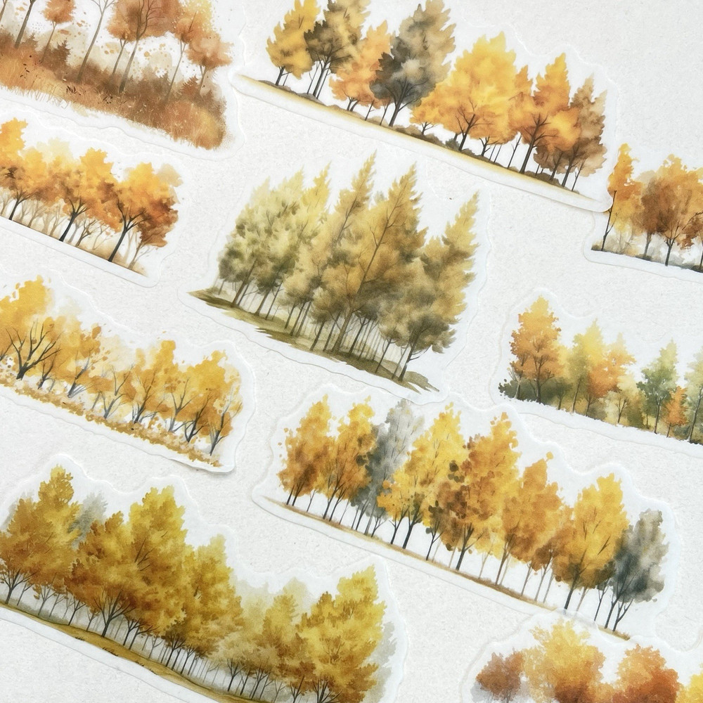 Autumn Fall Tree Washi Paper Stickers Junk Journal Collage Scrapbooking