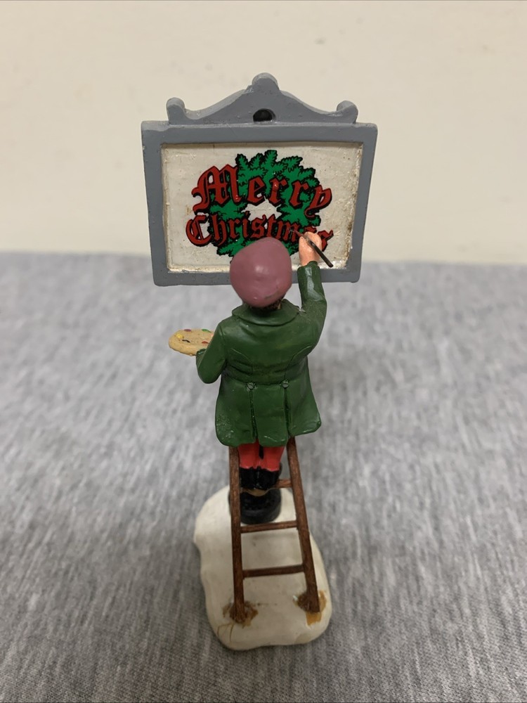 Vintage 2001 Lemax Christmas Village Sign Painter Figurine Collectible Holiday Decoration  