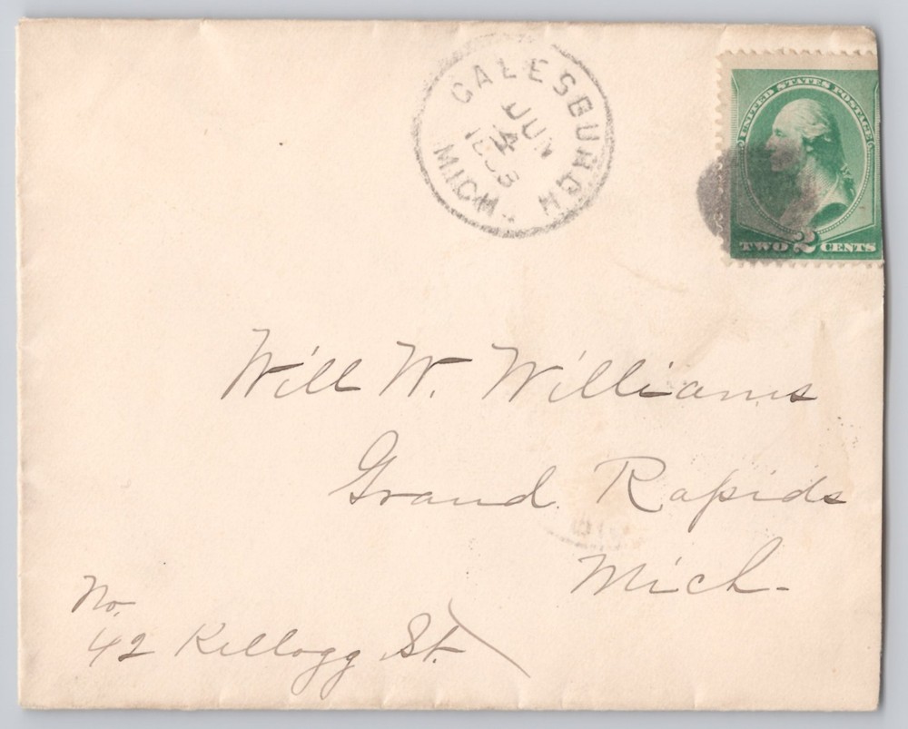 Galesburg, MI, Addressed Postal Cover with 1c Franklin Stamp — Grand Rapids