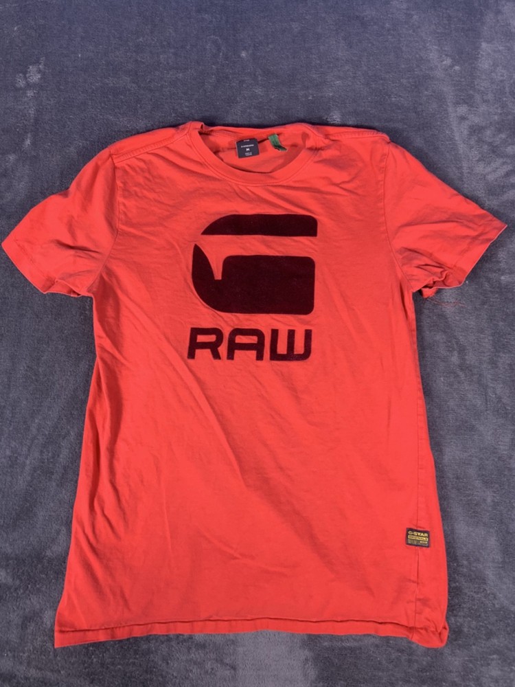 G-Star RAW Logo Graphic T-Shirt Men's Size M Red Cotton Crew Neck Short Sleeve