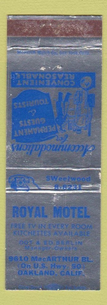 Matchbook Cover - Royal Motel Oakland CA WEAR