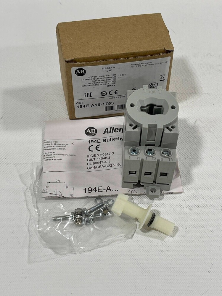 New! Allen Bradley 194E-A16-1753 Load Switch 16 AMP LOAD 3 POLE 2 POSITION SER C