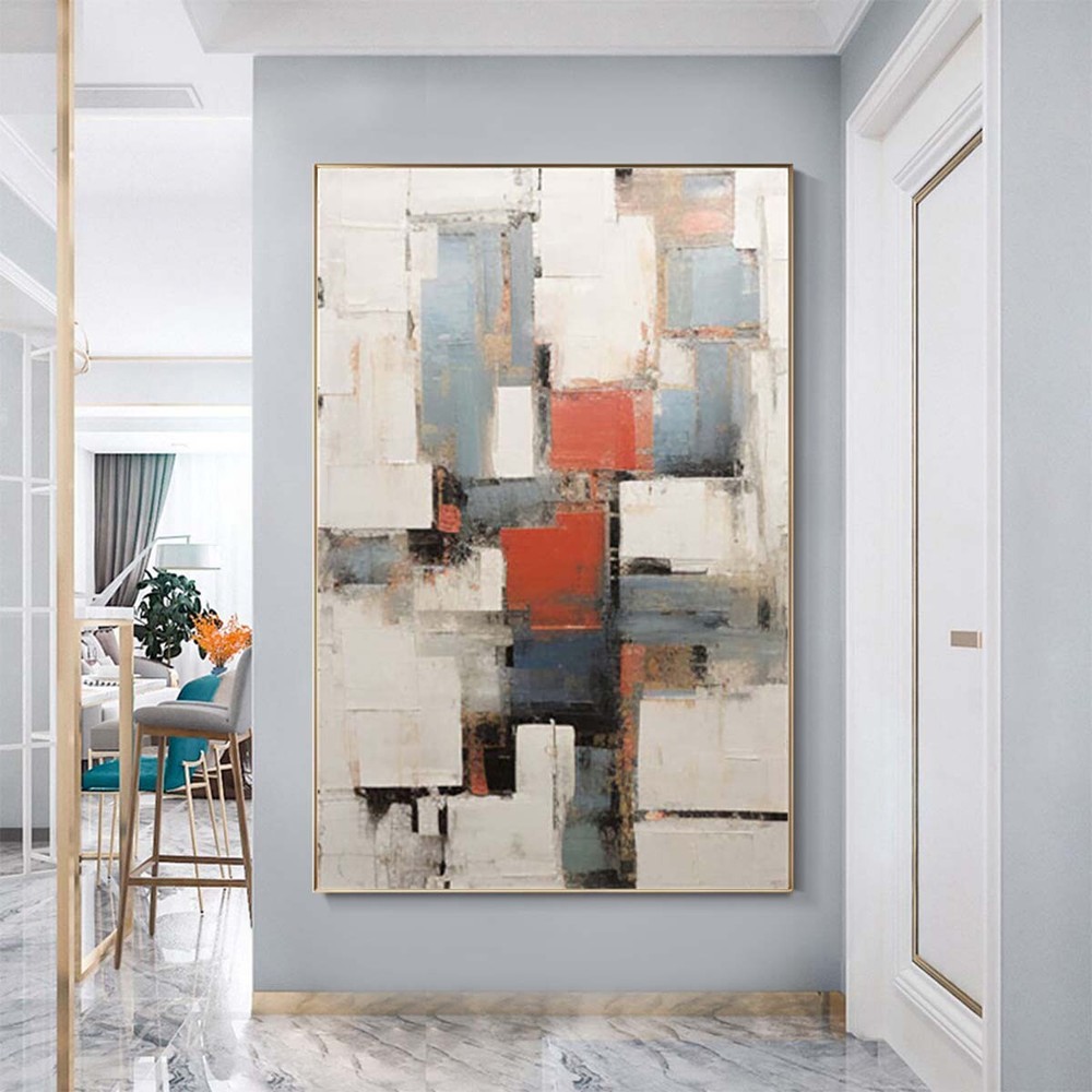 Large Abstract Oil Painting Handmade Black Canvas Colorful Textured Painting