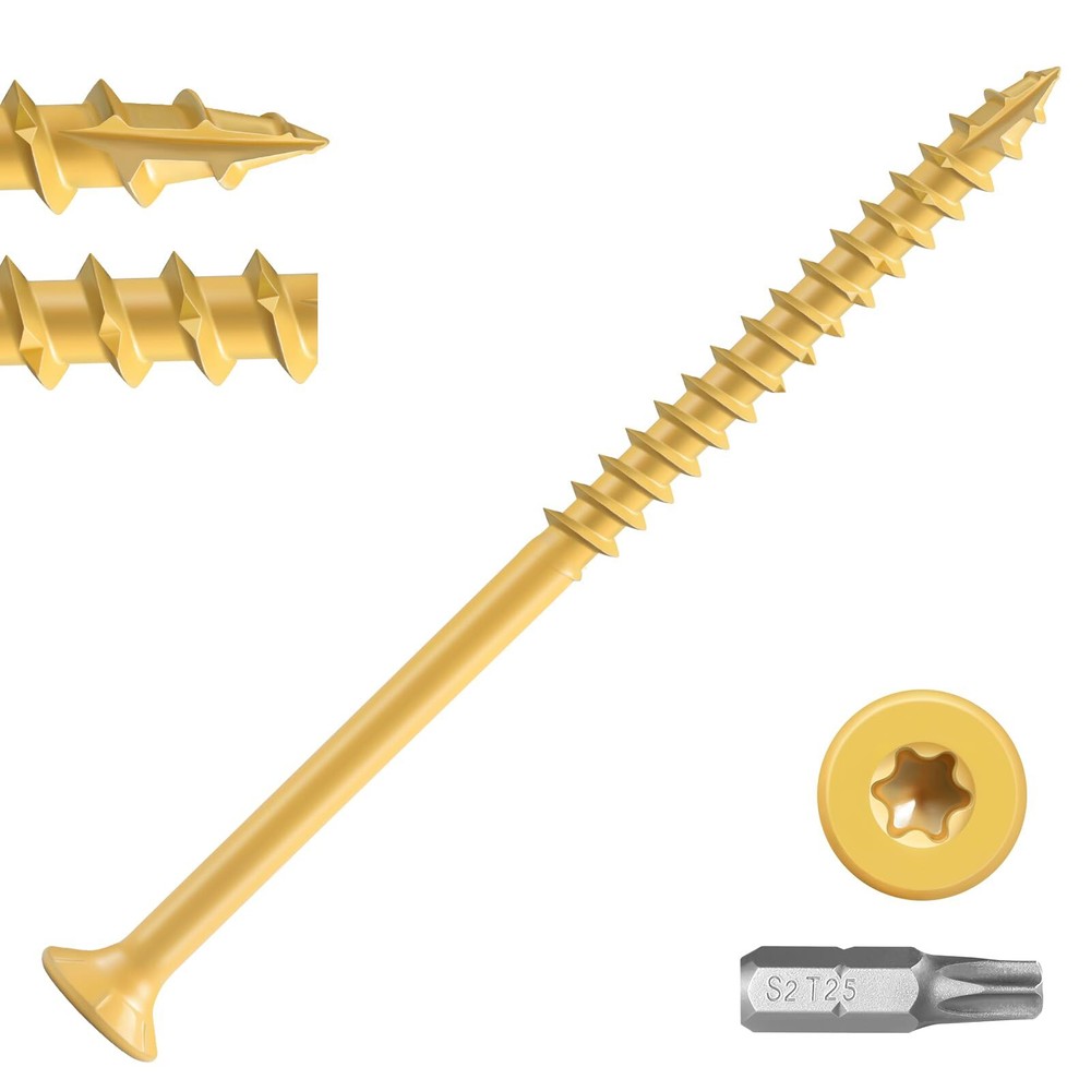 5-inch #10 Deck Screws 36pcs Rust Resistant Torx T25 Tan Coated