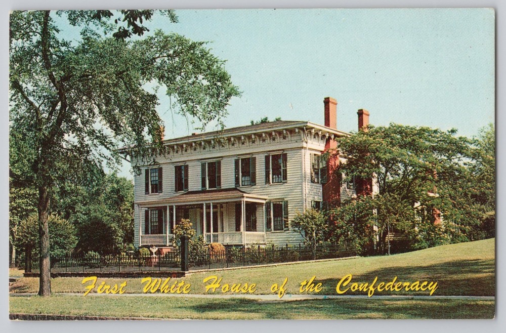 Montgomery Alabama First White House of the Confederacy Jefferson Davis Postcard