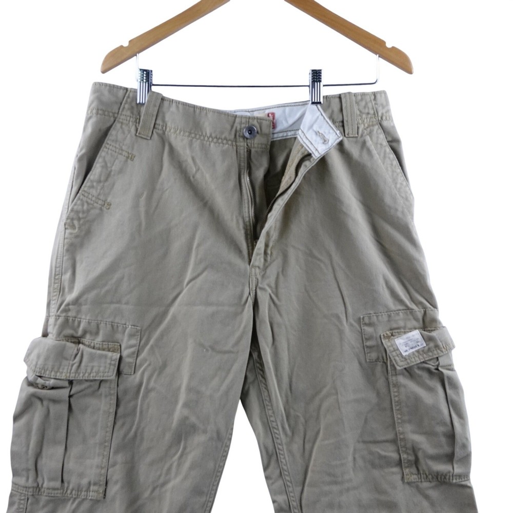 Vintage Levis Mens Cargo Pants Loose Straight Khaki Cotton Size 34x34