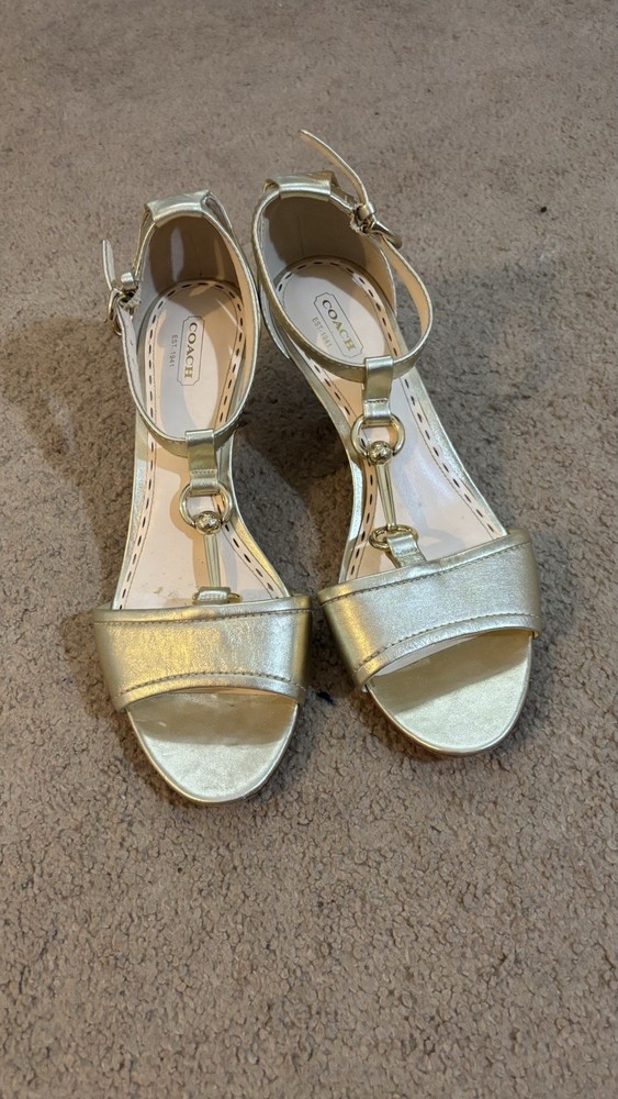 Coach Kitten Heel Strappy Sandals Size 10, worn and vintage.