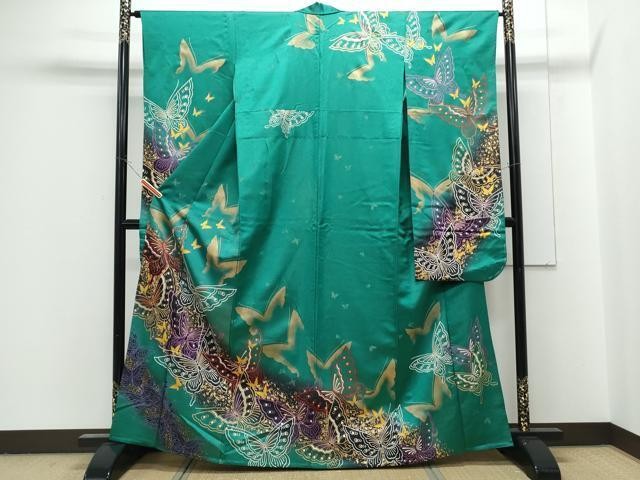 Heiwaya Silk Kimono Long-Sleeved Butterfly Pattern Luxury Japan Traditional Dres