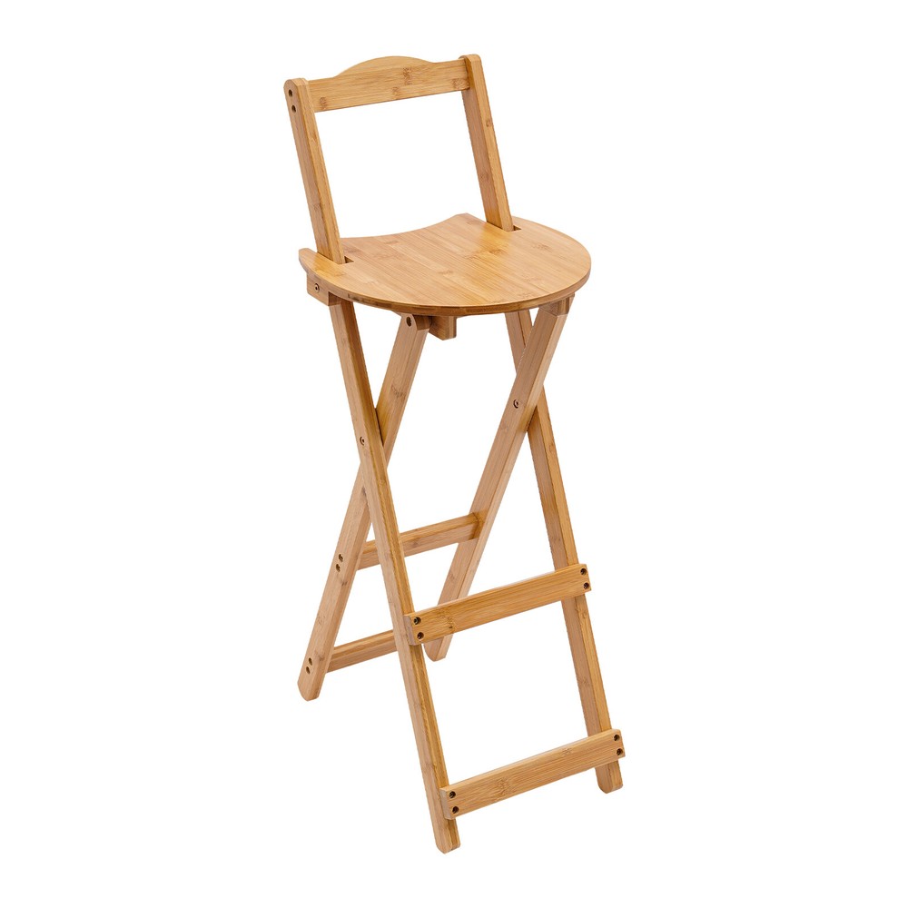 Bamboo Backed Folding Bar Stools for 33-37 Inch High Tables