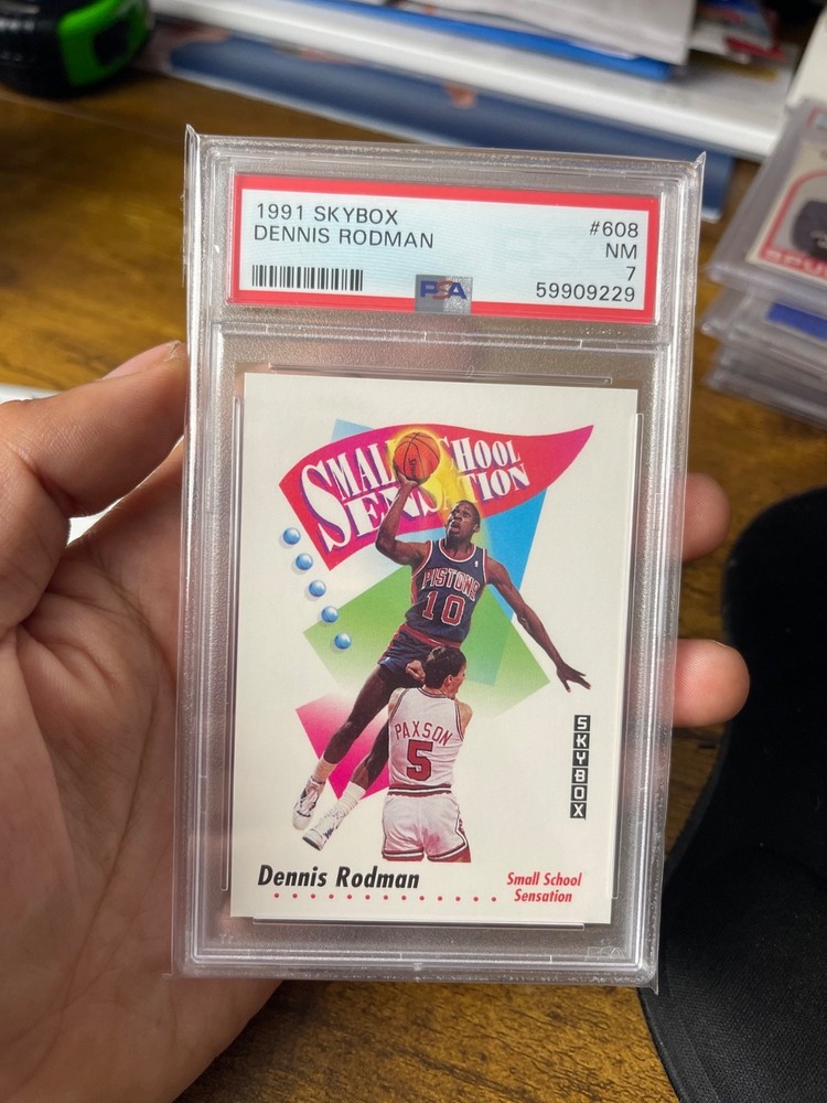 1991 Fleer Skybox #608 Dennis Rodman Psa 7 Nm