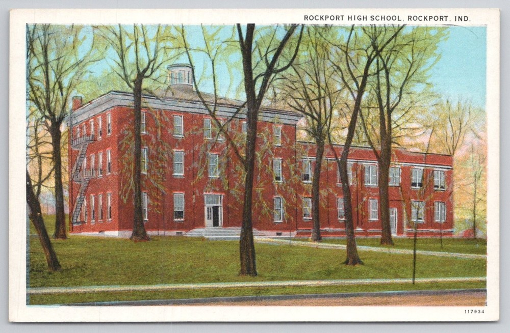 Rockport High School, Indiana Postcard - T.C. Basye