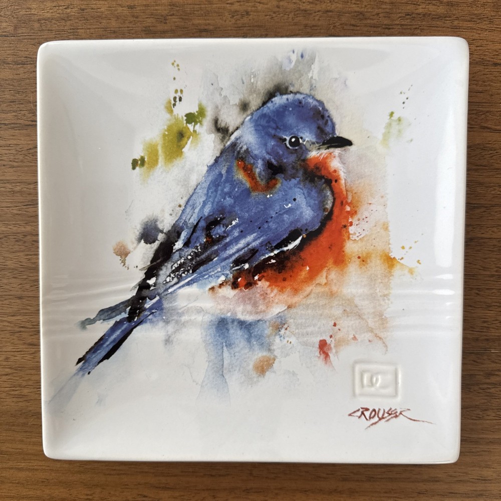 Dean Crouser Big Sky Carvers Watercolor Blue Bird  Decorative Dish Plate 7”