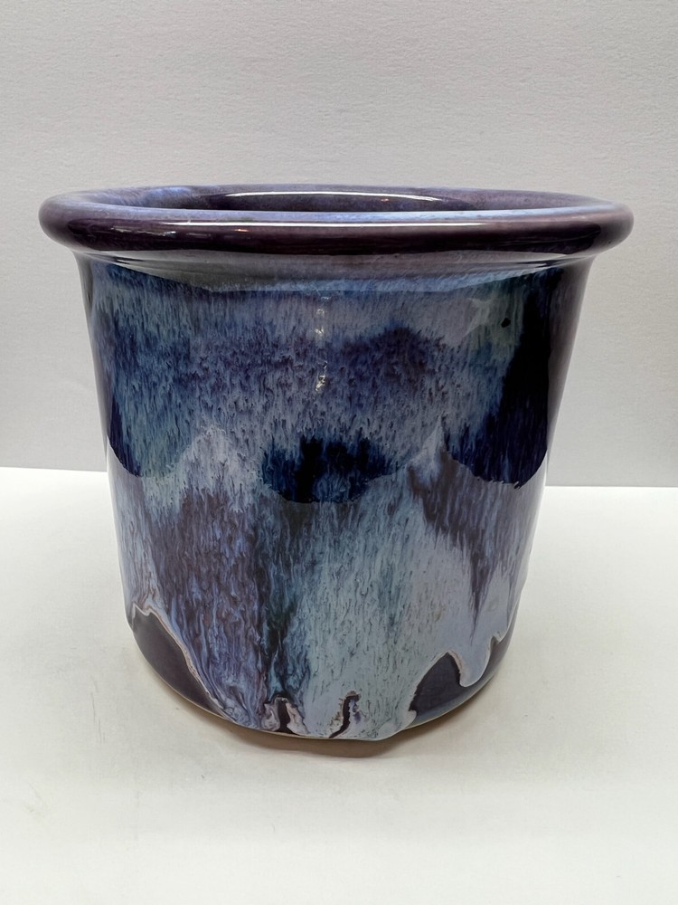 Vintage DK CLAY Art Pottery Sanford  NC Drip Glaze Purple Blue Green