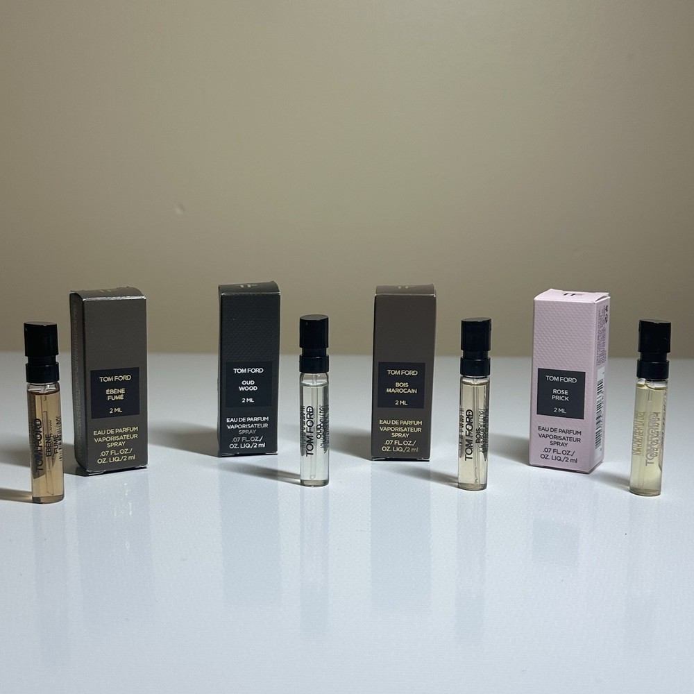 4pc Tom Ford Set 2ml. Ebene Fume/Oud Wood/ Bois Maracain/Rose Prick. Travel Size