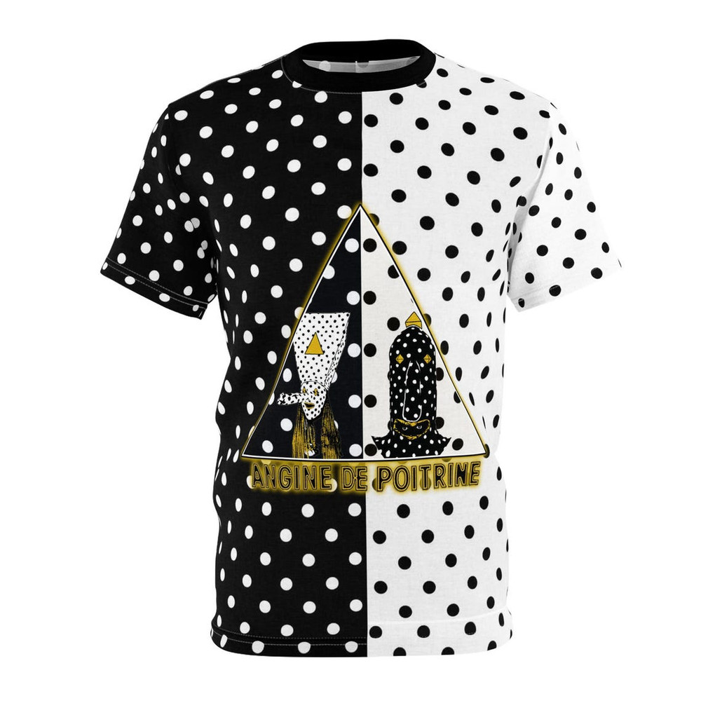 Angine de Poitrine Band TShirt, Black & White Polka Dot All Over Print Shirt