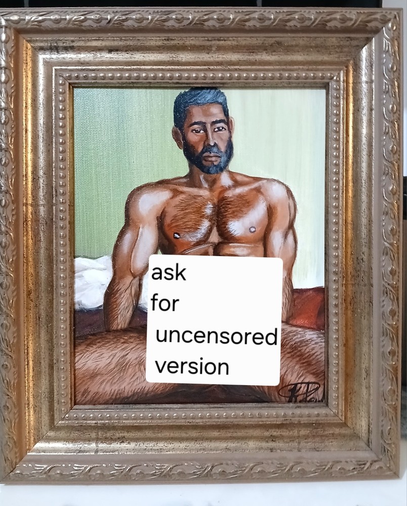 Painting Of Nude Indian Male. Original Painting Of Naked MALE. Nude MALE art.