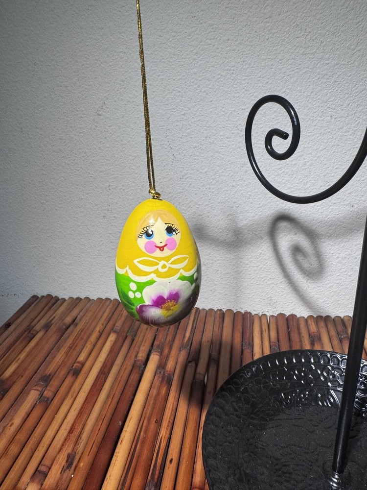 Hand Painted Russian Matryoshka Nesting Doll Ornament Wooden Floral Christmas