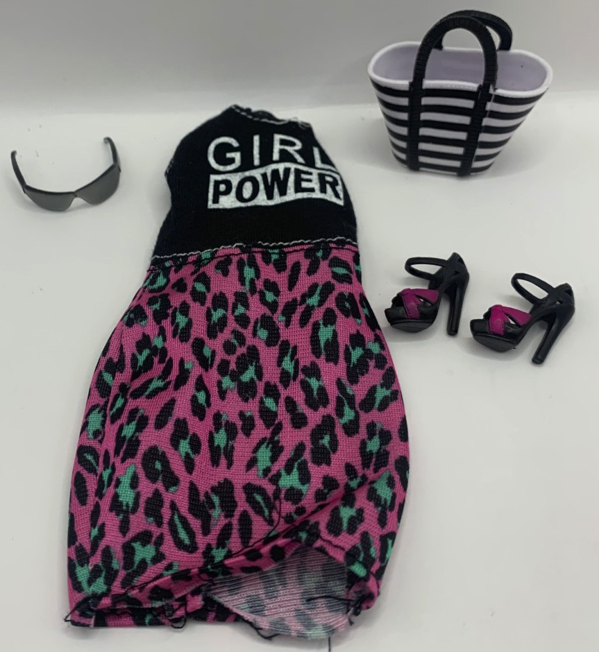 Modern Barbie Doll Outfit Fashion Girl Power Animal Print Cheetah Dress Clothes