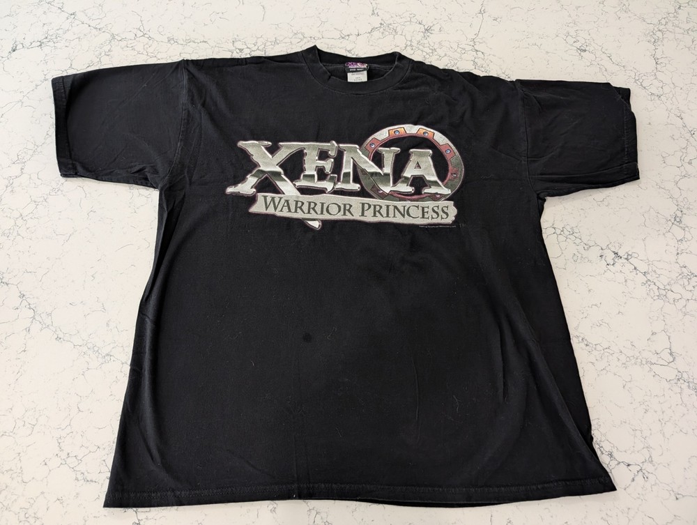 Vtg Xena Warrior Princess Mens XL Black Official Graphic T Shirt Davis Panzer