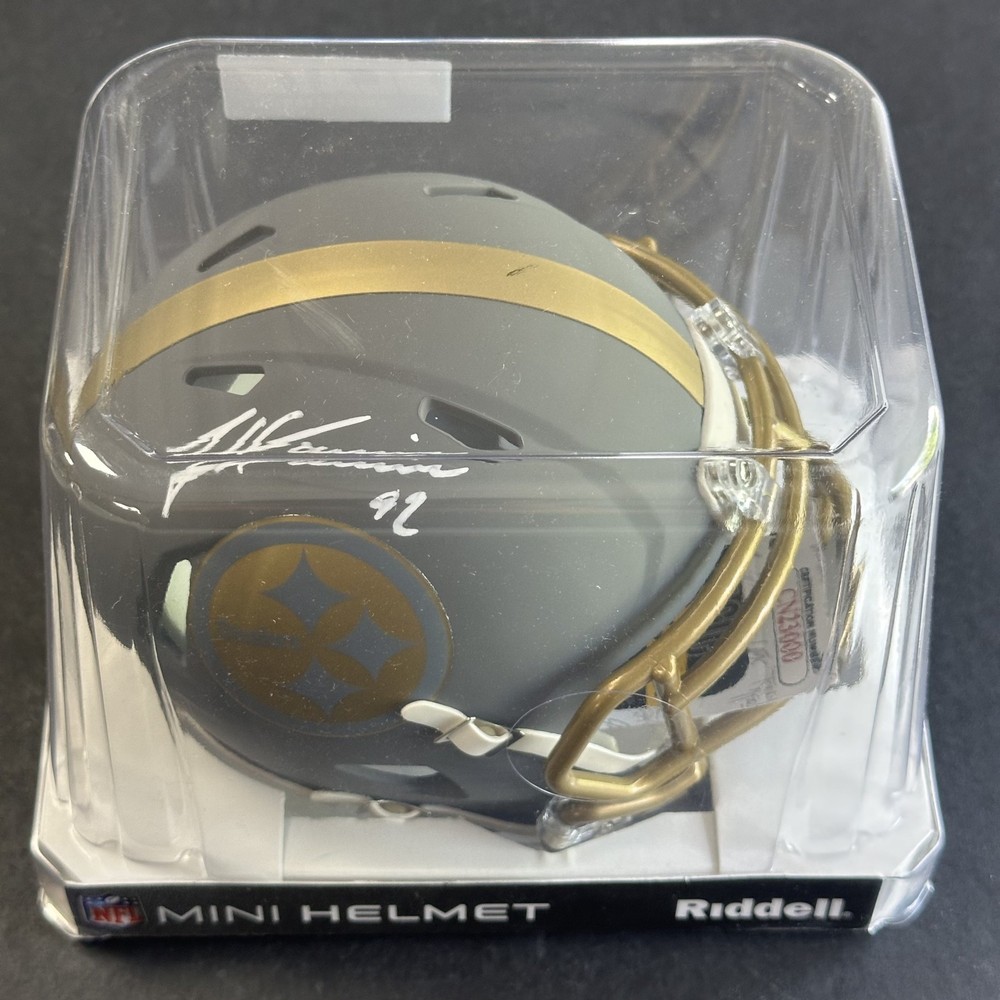 James Harrison Signed Pittsburgh Steelers Slate Mini Helmet AUTO JSAPROBSTEIN is actively accepting consignments !!