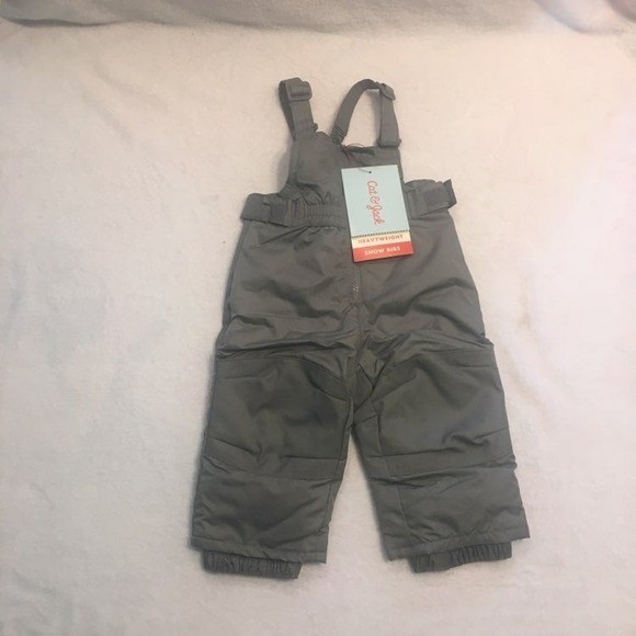 Cat & Jack Snow Bibs Kids 18M Gray New Heavyweight Insulated Winter Overalls
