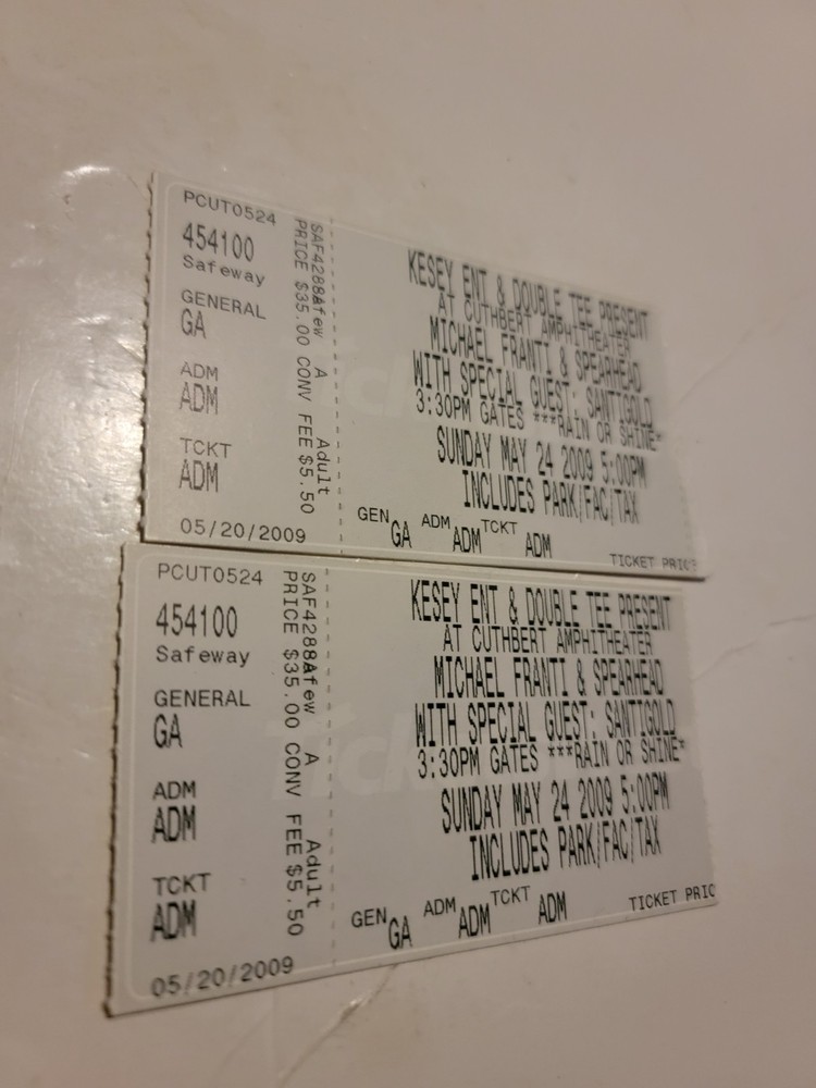 Michael Franti & Spearhead Concert Ticket Stubs Music Band Vintage 2009