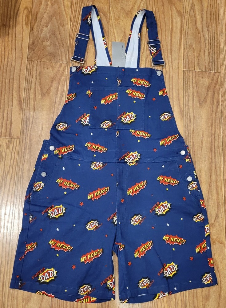 Men’s Patriotic Demin Dad Overall Shorts Country western Jean Coveralls Costume