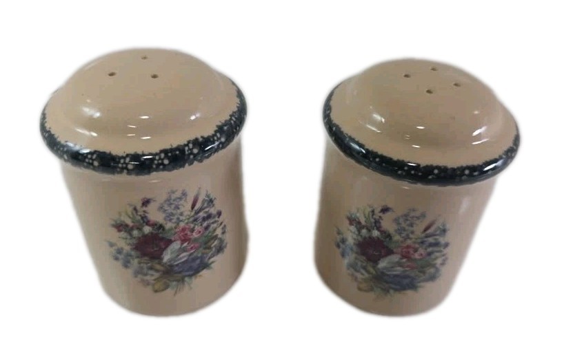 Home & Garden Floral Splendor Salt & Pepper Shakers Stone Ceramic