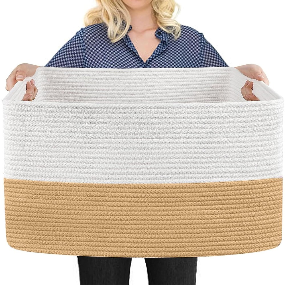 Extra Large Cotton Rope Storage Basket 24x16x14 for Toys Organizing