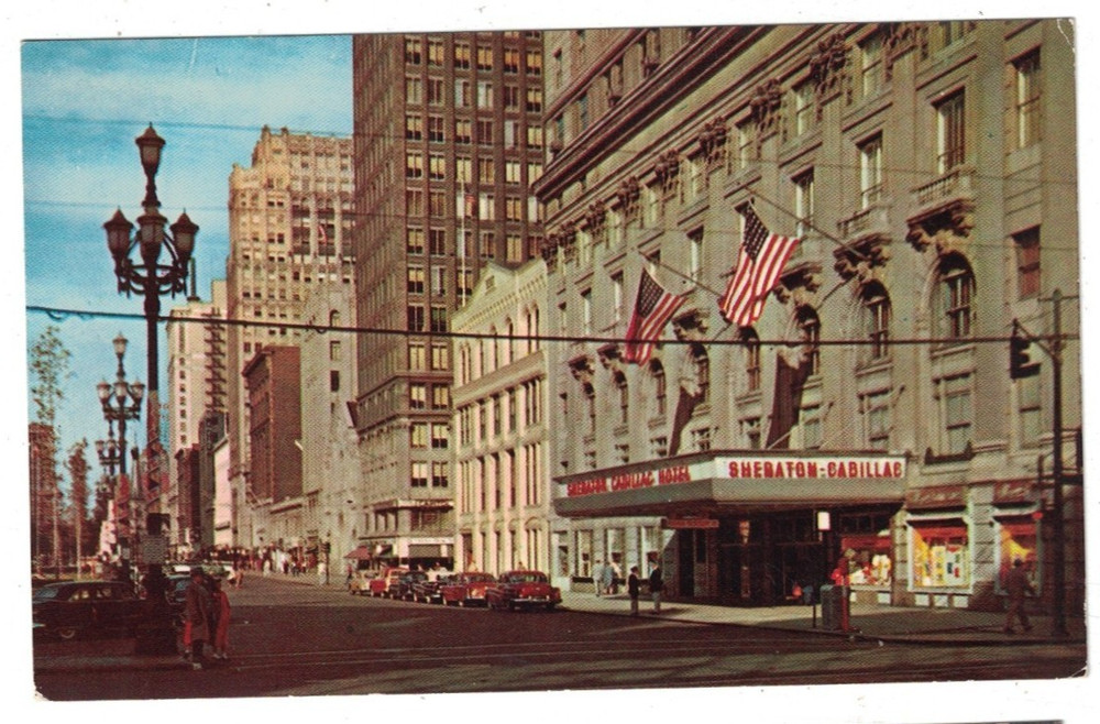 Vintage 1950'S Sheraton Cadillac Hotel Detroit Michigan Postcard