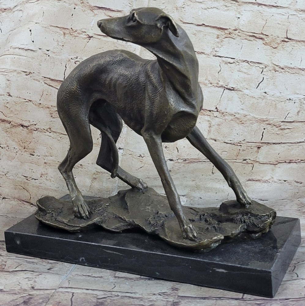 Handcrafted Bronze Greyhound Whippet Racing Sculpture Trophy Ornament New
