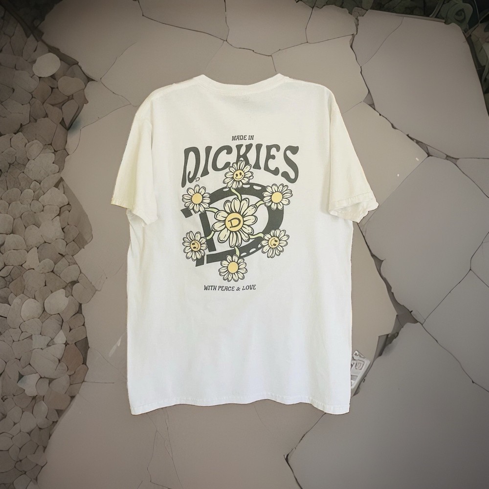 Dickies Men's L White Crew Neck Short Sleeve Cotton Graphic T-Shirt