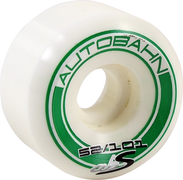 AUTOBAHN ABS GT1 WIDEBODY 52mm WHT W/GRN WHEELS SET