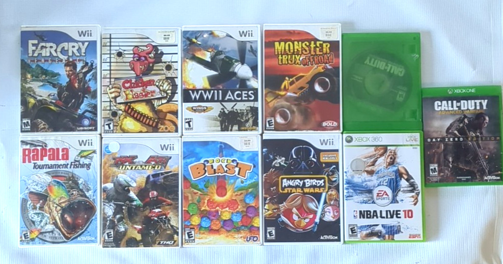 Video Game Lot – 8 Nintendo Wii Games + 2 Xbox One Games + 1 Xbox 360 – Untested