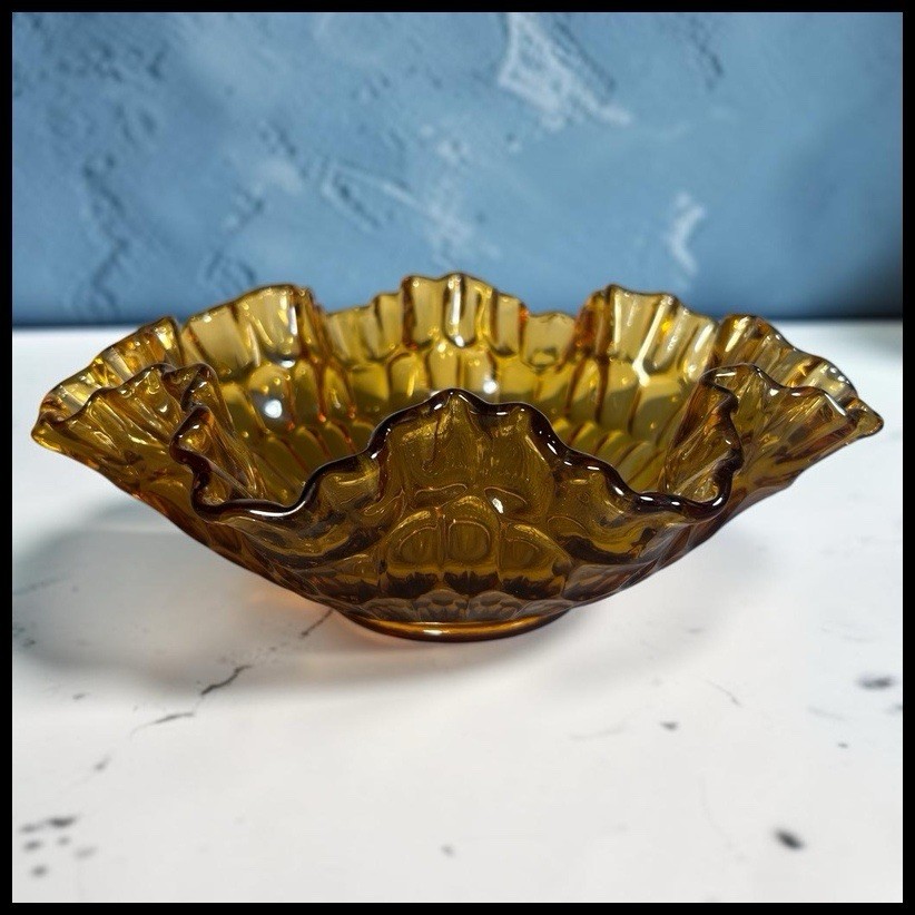 Vintage Fenton Thumbprint Colonial Amber Glass 12