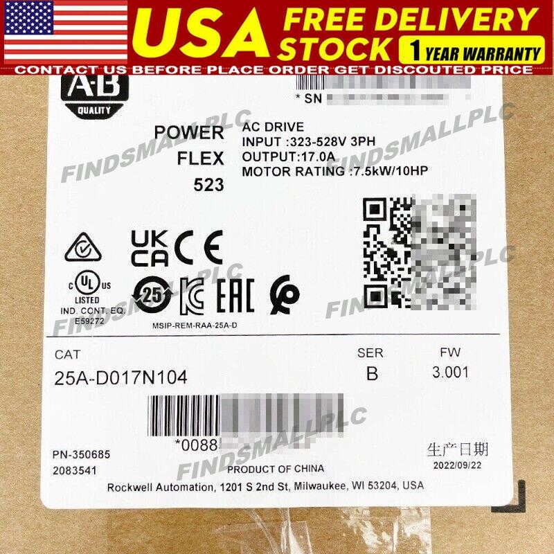 NEW Allen-Bradley 25A-D017N104 PowerFlex 523 AC Drive 480V 10HP US Free Tax