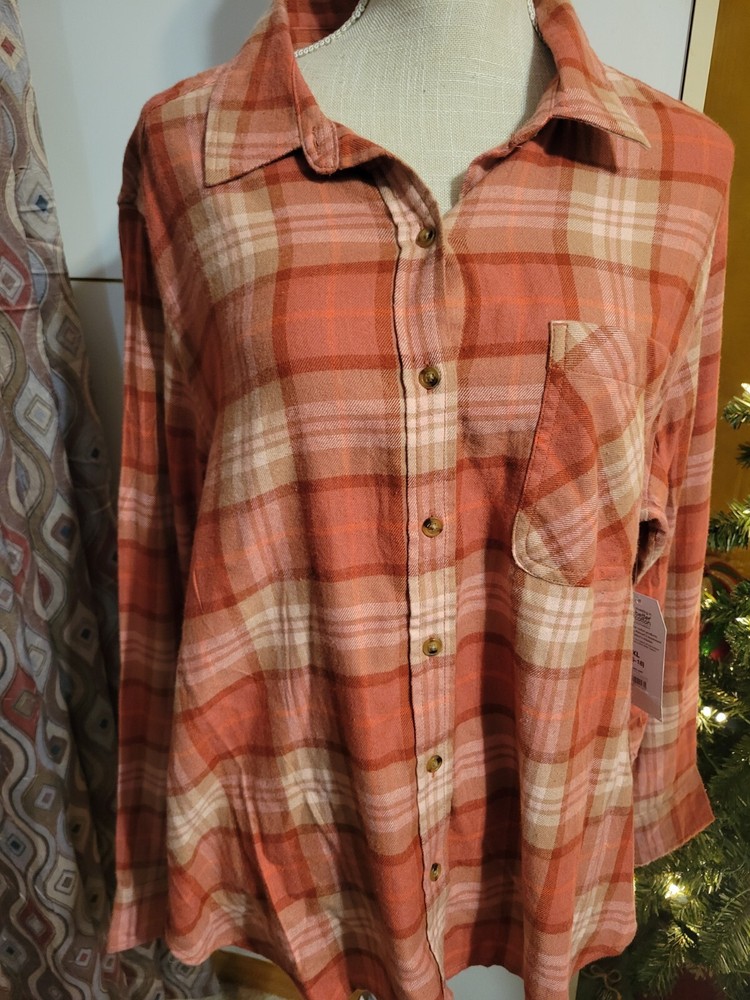 Women's XL Time & Tru Button-Up Collared Shirt - Classic Fit Blouse