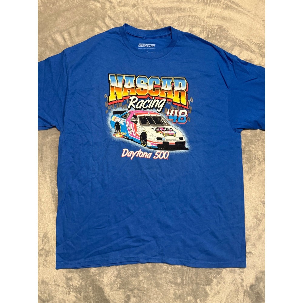 NASCAR Racing T-Shirt Mens XL Blue Daytona 500 Graphic Short Sleeve Cotton
