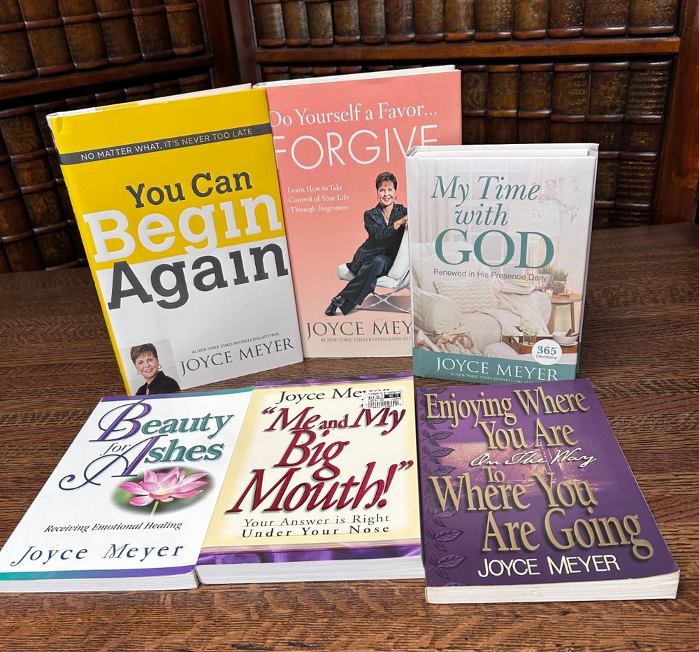 Joyce Meyer, lot of 6; Begin Again; Forgive; Going; Big Mouth, Ashes, Time