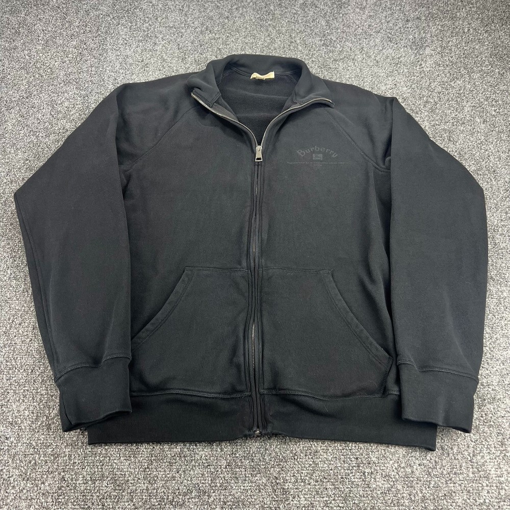Burberry Brit Sweater Men’s Large Black Full Zip Mock Neck