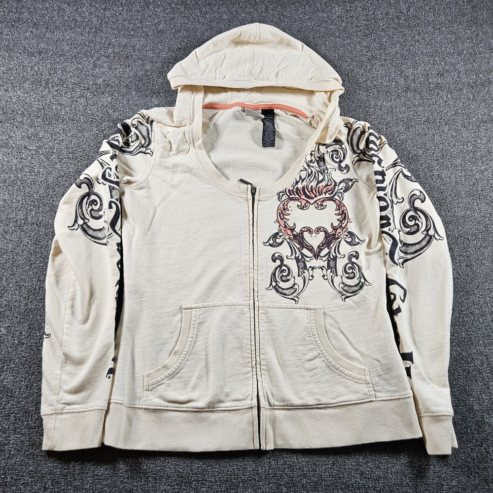 Vintage Harley-Davidson Full Zip Women's Hoodie AOP Y2K Biker Grunge Sz L