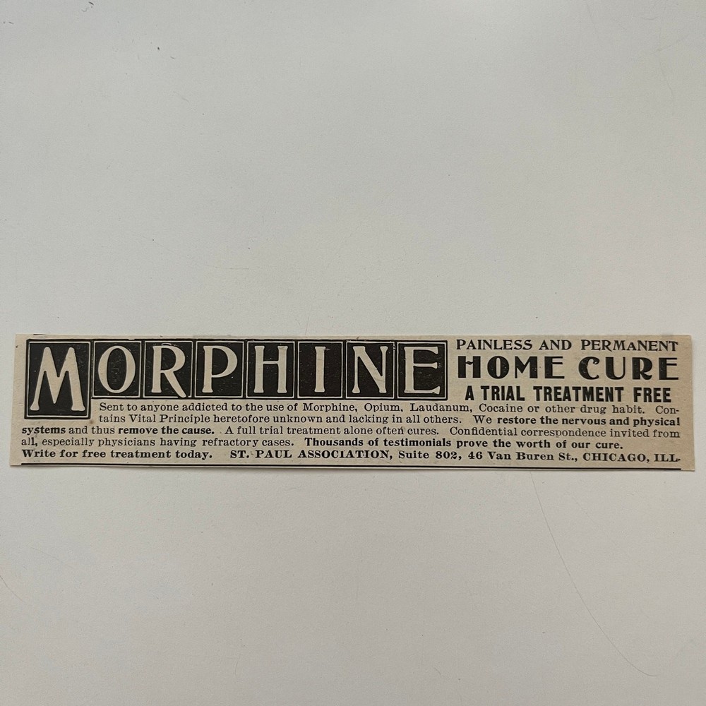 Morphine Painless & Permanent Home Cure Chicago IL 1902 Clipping SAI4-H4