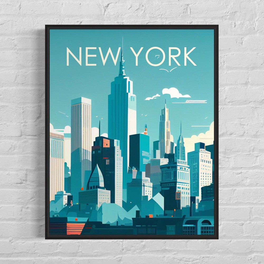 New York Retro Art Print New York Art Illustration New York Vintage Minimal