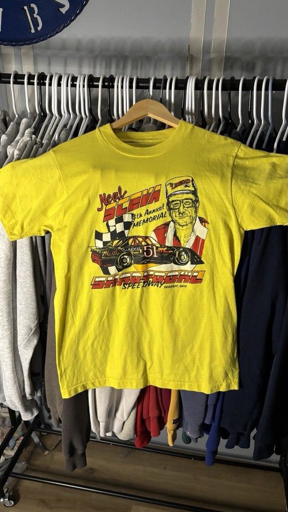 Vintage Single Stitch Nascar Neil Sceva Memorial Speedway Graphic T Size S/M
