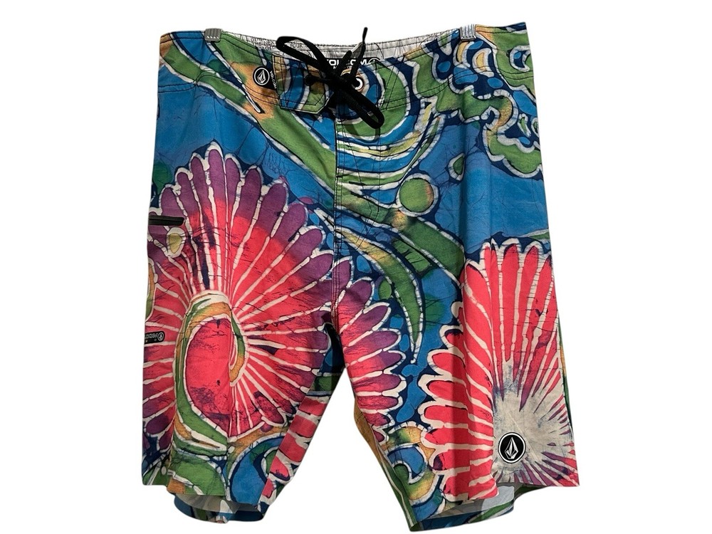 Volcom Board Shorts Men’s Size 34 Lido Weedo Swim Trunks Stretch Multicolor