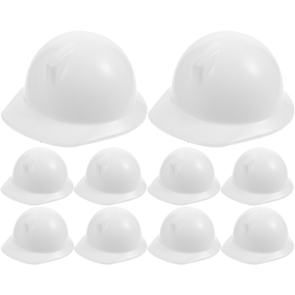 10PCS Mini Construction Helmet Realistic Small Helmet Model Doll Helmet Decor