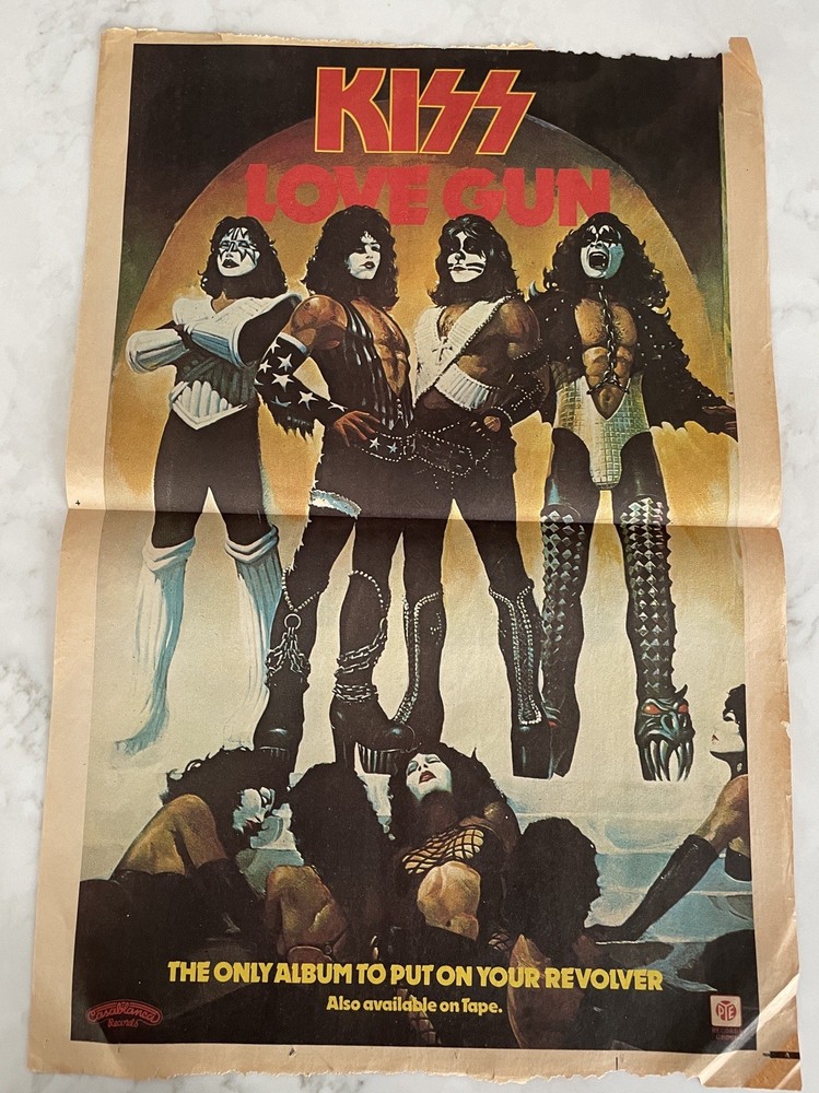 KISS Large Love Gun add  full page ad 16x23 inches Peter Gene Paul Ace Aucoin